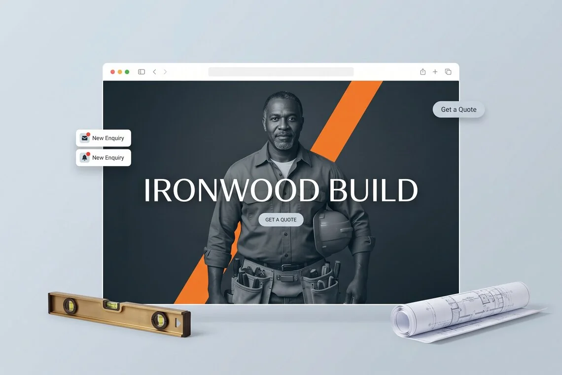 Lead generation - Ironwood Build contractor website shown in a browser