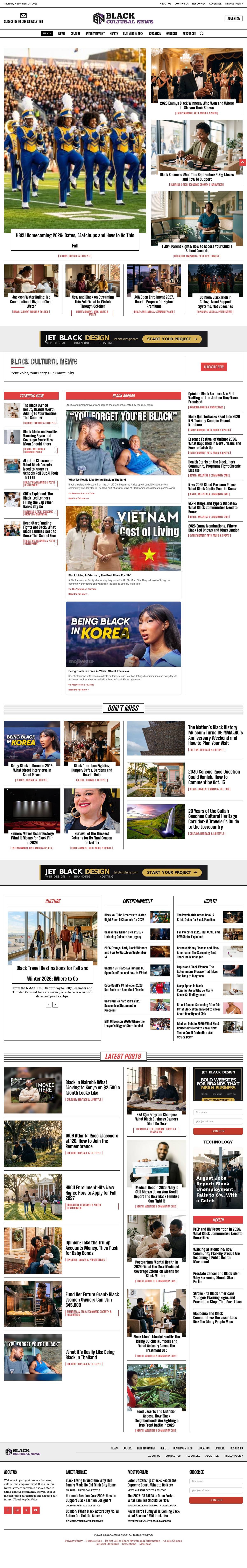 The full blackculturalnews.com homepage