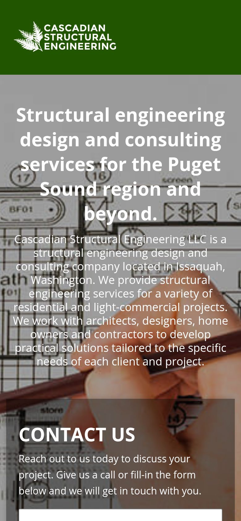 Cascadian Structural Engineering on a phone