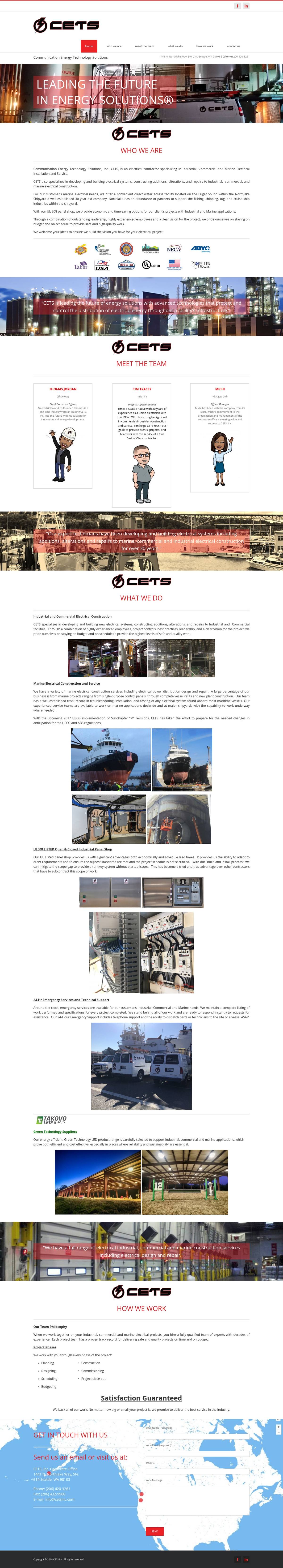 The full cetsinc.com homepage