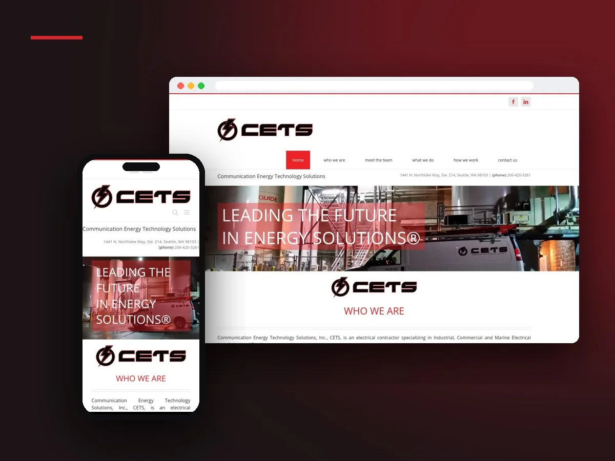 Communication Energy Technology Solutions website by Jet Black Design