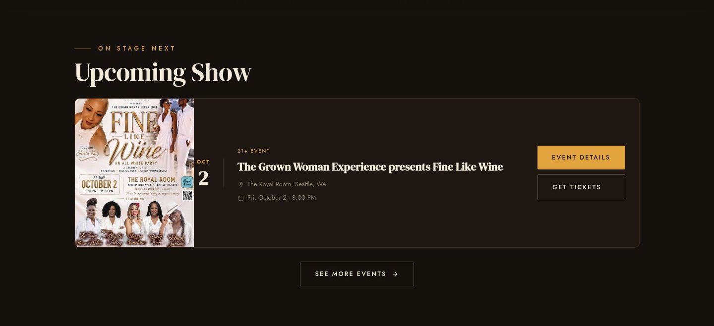 Upcoming show section