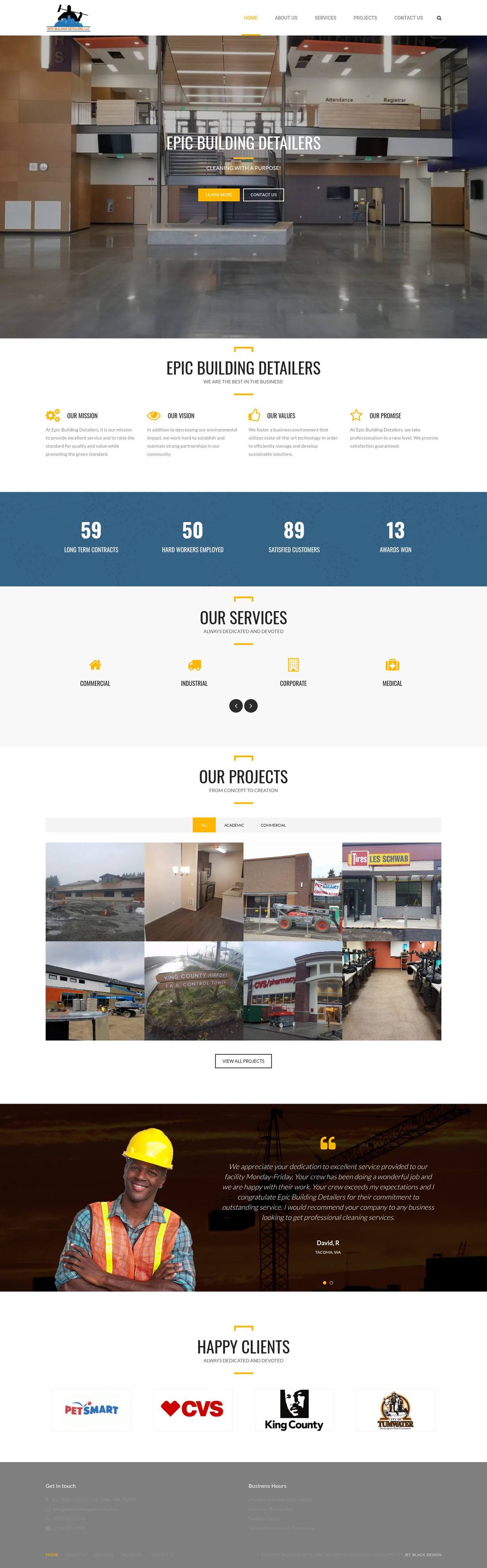 The full epicbuildingdetailers.com homepage
