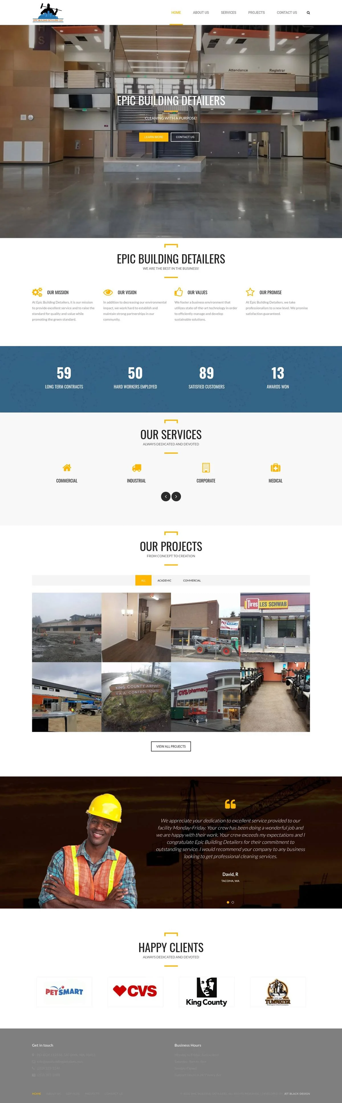 The full epicbuildingdetailers.com homepage
