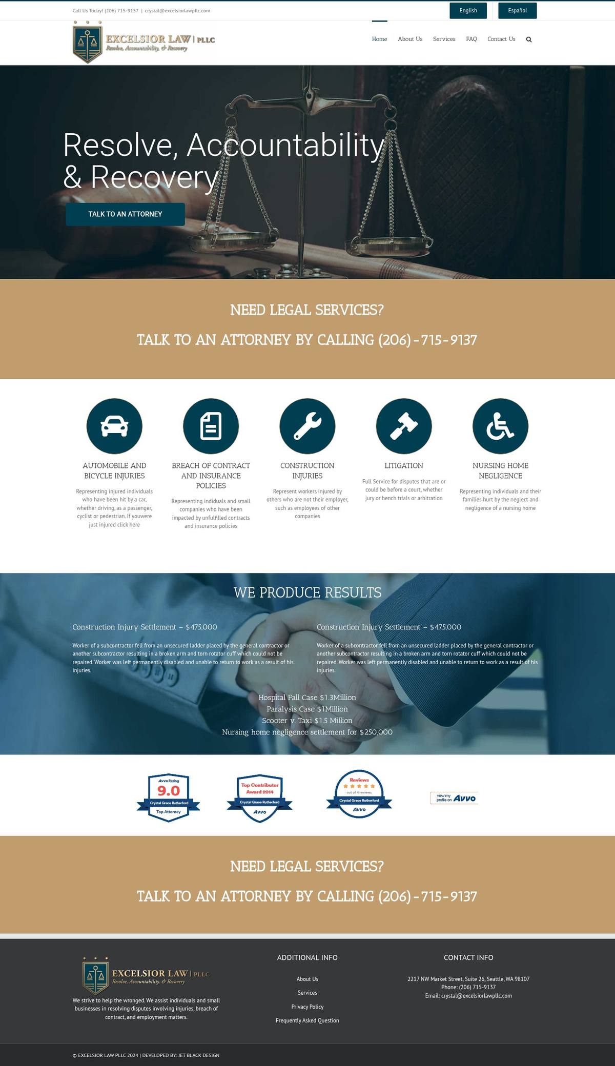 The full excelsiorlawpllc.com homepage