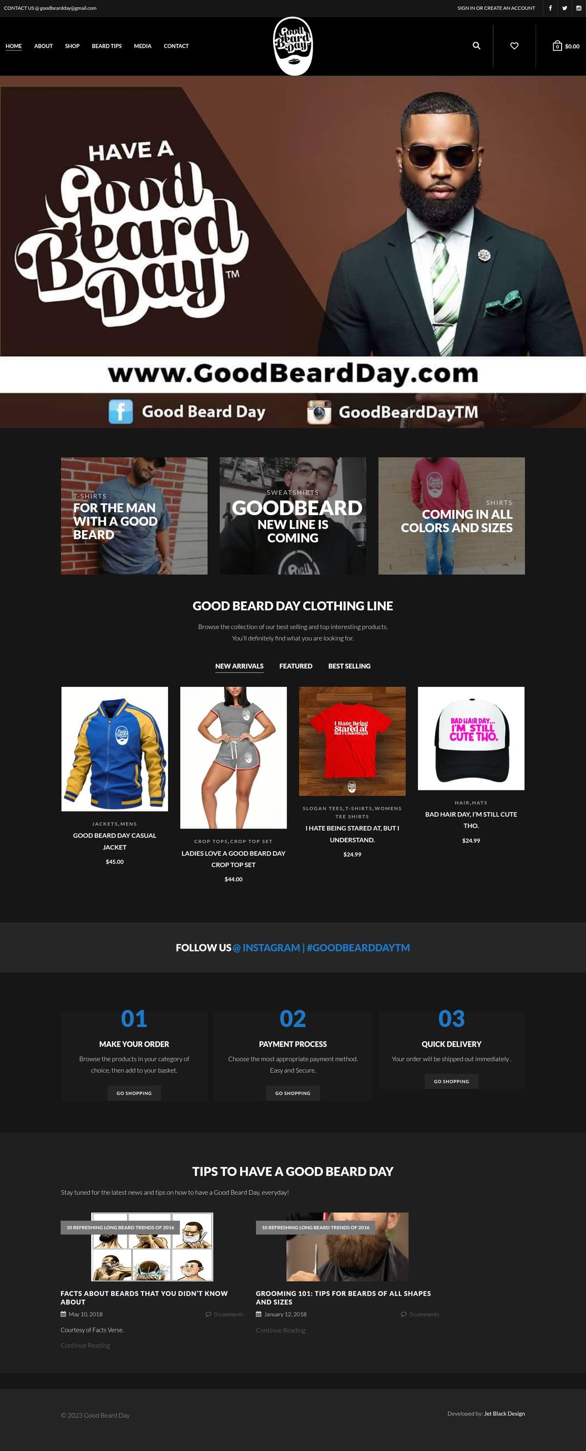 The full goodbeardday.com homepage