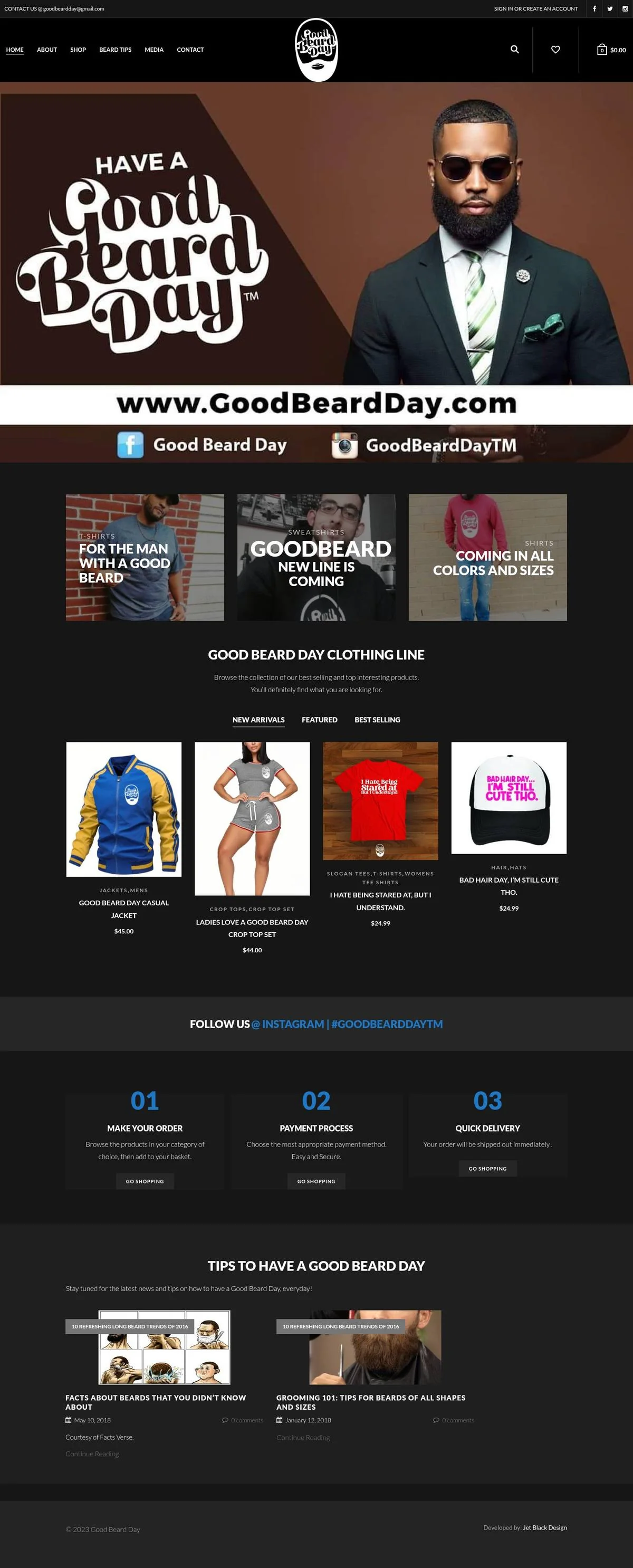 The full goodbeardday.com homepage