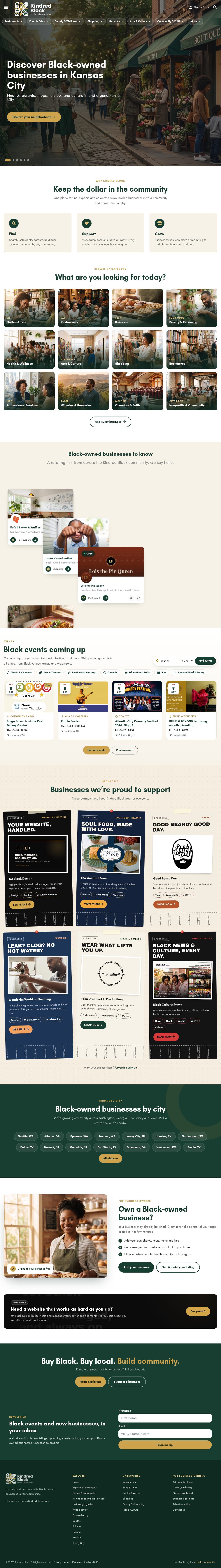 The full kindredblock.com homepage