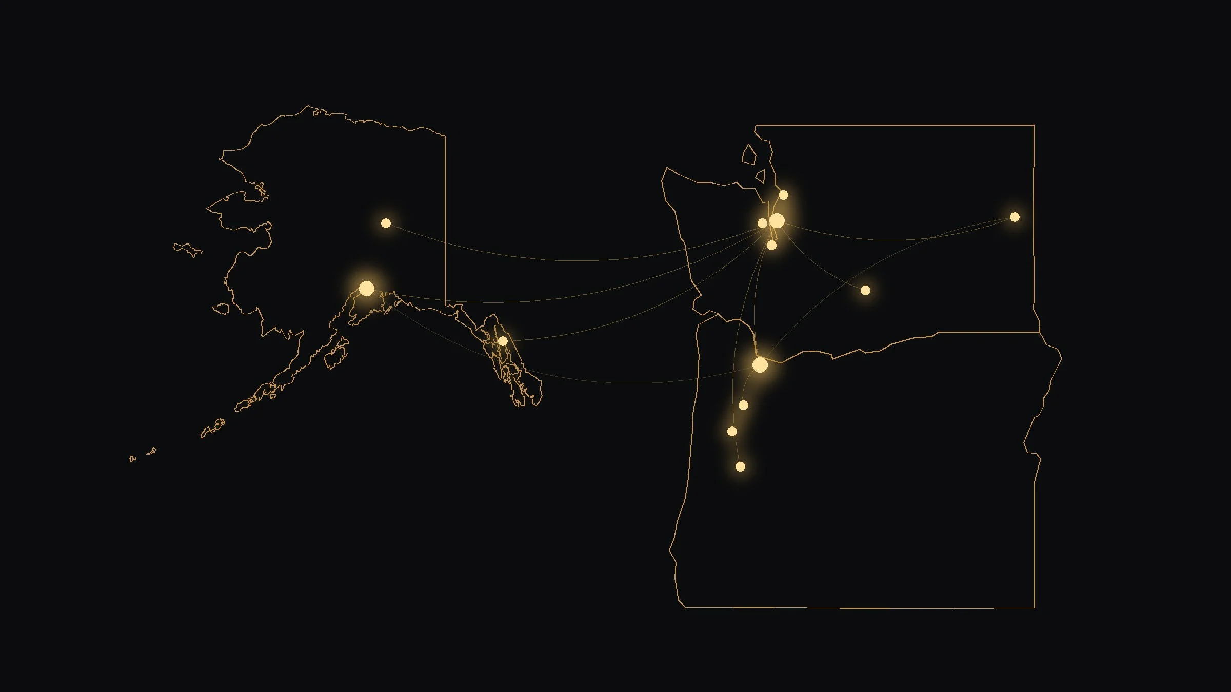 Map connecting NAACP communities in Alaska, Washington and Oregon