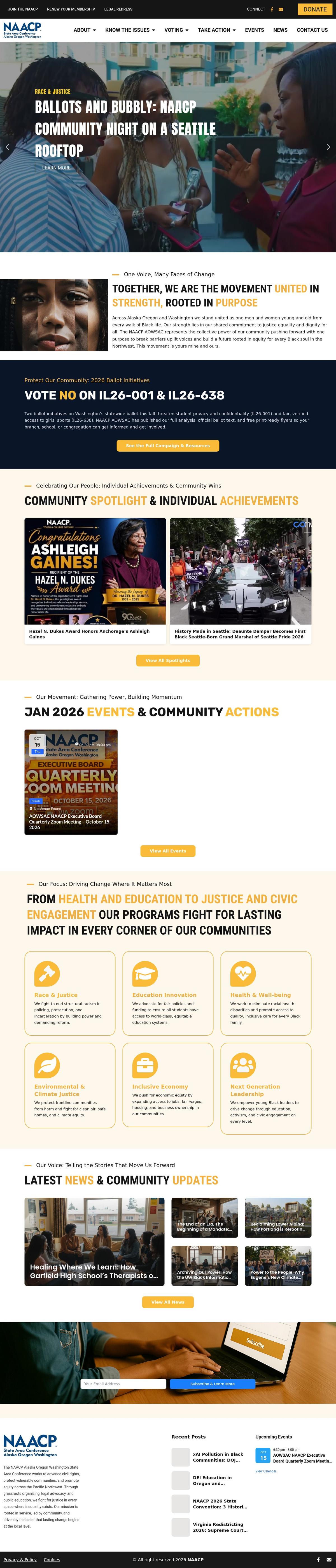 The full naacpaowsac.org homepage