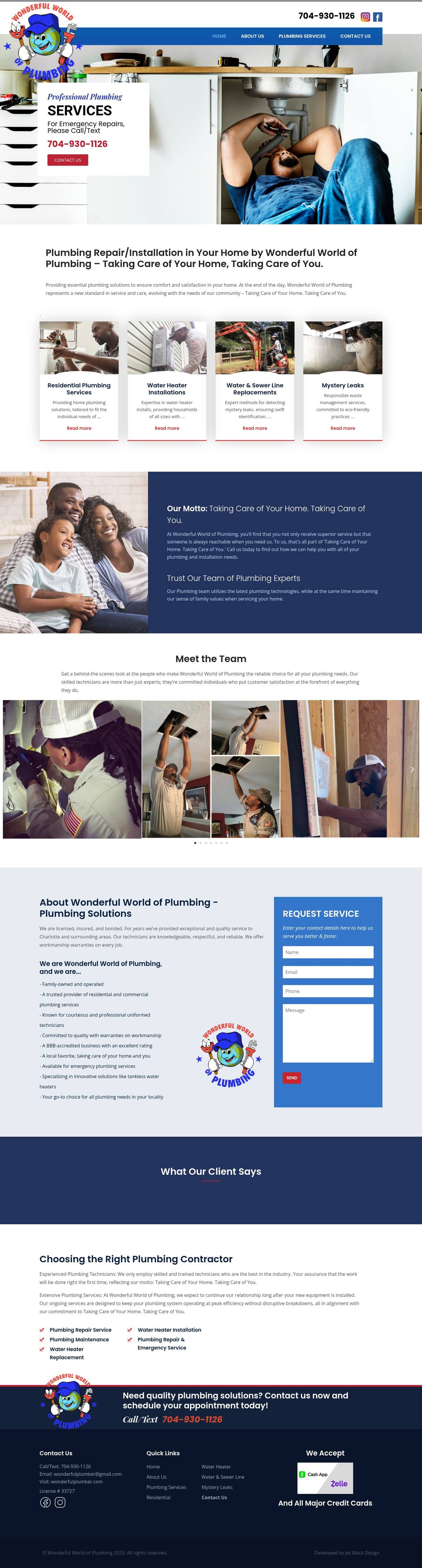 The full wonderfulplumber.com homepage